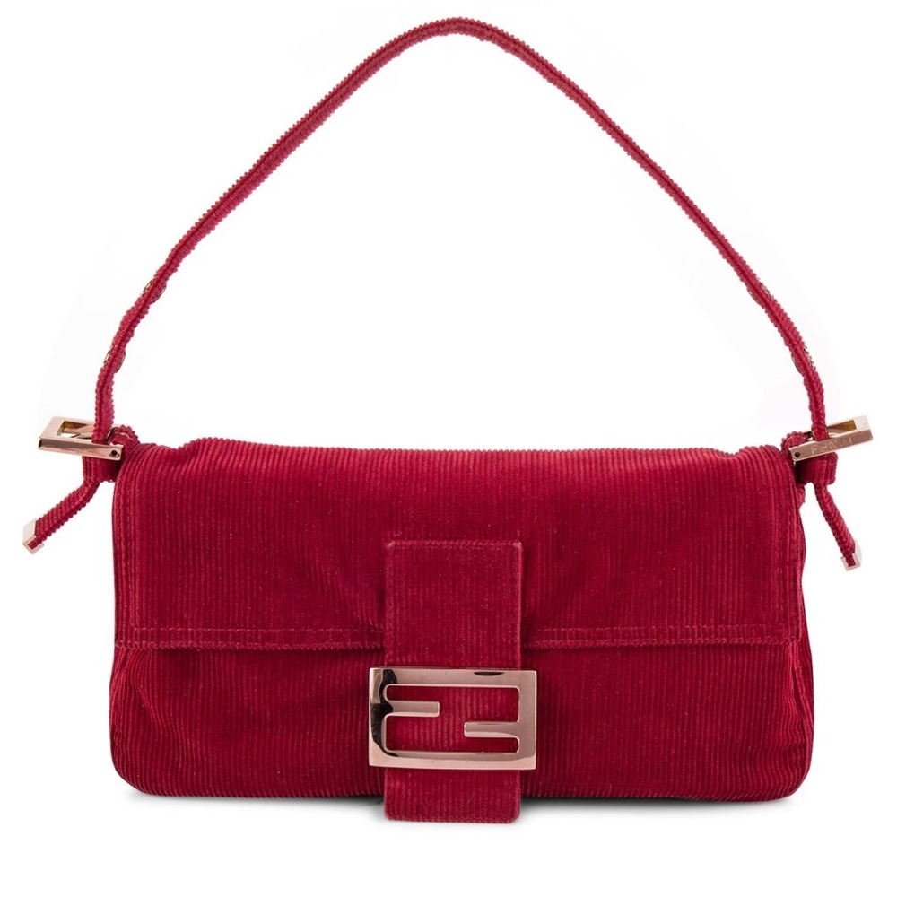 Fendi Rare Red Corduroy Bag
